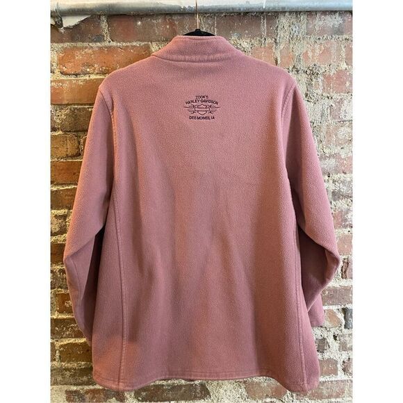 Zook’s Harley~Davidson Motorcycle Mauve Fleece 1/4 Zip Pullover Sweatshirt Women - Picture 9 of 10